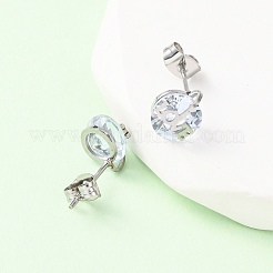 Ожерелья и серьги-гвоздики с подвесками из нержавеющей стали 304 и кубическим цирконием для женщин SJEW-B022-01P