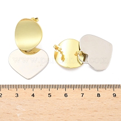 Двухцветные латунные серьги-гвоздики в форме сердца для женщин EJEW-U057-02GP-A