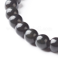 Set di bracciali elastici con perline rotonde di ossidiana naturale&nbsp;BJEW-JB06980-04