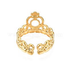 Ионное покрытие (ip) 304 нержавеющая сталь сердце корона открытое кольцо манжета для женщин&nbsp;RJEW-S405-259G