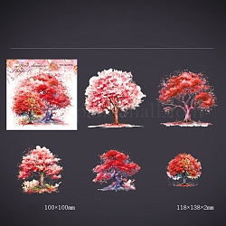 Set di adesivi impermeabili adesivi per animali domestici 10D da 5 pz 3 stili, albero, per album di foto fai da te diario scrapbook decorativo, rosso, 100x100mm, 2pcs / style