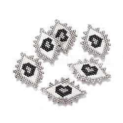 Liens de perles de rocaille japonaises miyuki & toho, motif de tissage, oeil avec coeur, gainsboro, 22~23x32~34x1.7mm, Trou: 1.2mm