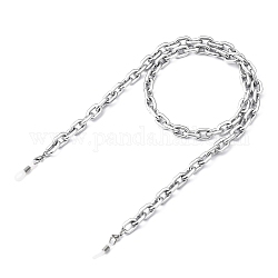 Brillenketten, Halsband für Brillen, mit sprühlackierten ccb kunststoffkabelketten, 304 Hummerkrallenverschlüsse aus Edelstahl und Gummischlaufenenden, Silber, 27.95~28.35 Zoll (71~72 cm)