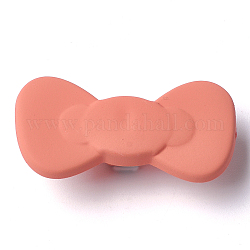 Acrylic Shank Buttons, Rubberized, 1-Hole, Bowknot, Coral, 36x19x11mm, Hole: 3.5mm