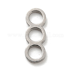 304 ciondoli connettore in acciaio inossidabile, collegamento a tre anelli, colore acciaio inossidabile, 12.5x4.5x1mm, Foro: 3 mm