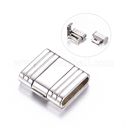 304 Stainless Steel Clasps, Rectangle, Stainless Steel Color, 19x18x5mm, Hole: 15x3mm