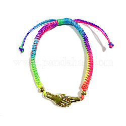Braccialetto in ottone con stretta di mano per ragazze adolescenti, braccialetto di corda intrecciata, colorato, diametro interno: 2-1/8~3-3/8 pollice (5.3~8.5 cm)