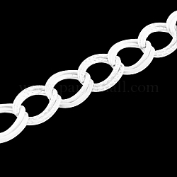 Doubles chaînes à maillons en fer, soudé, avec bobine, ovale, couleur argentée, 10x8x1mm, environ 328.08 pied (100 m)/rouleau