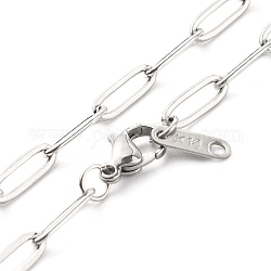 304 Edelstahl-Büroklammerketten-Halskette, Edelstahl Farbe, 19.49 Zoll (495 mm)