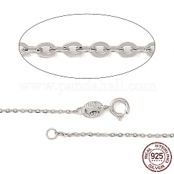 Collier chaînes forçat en argent sterling rhodié 925 pour femme, platine, 17.72 pouce (45 cm)