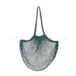 Tragbare Einkaufstüten aus Baumwollgewebe, wiederverwendbare Net Shopping Handtasche, dunkel olivgrün, 58.05 cm, Tasche: 35x38x1.8cm.