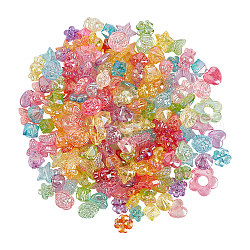 Breloques et perles acryliques transparentes globleland, de couleur plaquée ab , formes mixtes, couleur mixte, 12x11mm, Trou: 1.6mm, 300 g / sac