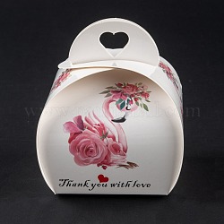 Складная творческая коробка крафт-бумаги, свадебные подарочные коробки, ящик для подарков, бумажная подарочная коробка, ярко-розовый, лебедь, 7.2x7x8.3 см