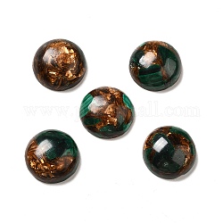 Cabochons synthétiques assemblés en bronzite et malachite, demi-rond / dôme, 25x7.5mm