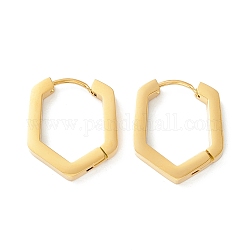 Ионное покрытие (ip) 304 шестигранная серьга-кольцо из нержавеющей стали для женщин, золотые, 19x16x3 мм, штифты : 1 мм