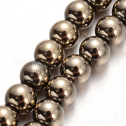 Chapelets de perles en hématite électrolytique sans magnétique, ronde, l'imitation de la pyrite, 4mm, Trou: 1mm, Environ 105 pcs/chapelet, 15.7 pouce