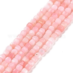 Natural Pink Opal Beads Strands, Faceted, Cube, 2.5x2.5x2.5mm, Hole: 0.5mm, about 186~188pcs/strand, 15.16~15.35 inch(38.5~39cm)