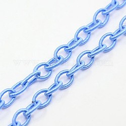 Lazo de cadenas de cable de seda hecha a mano de color azul aciano, oval, 8~9x11~13x2mm, aproximamente 85 cm / strand, 33.5 pulgada