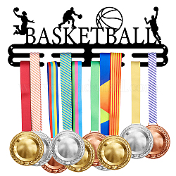 SUPERDANT Basketball Medal Hanger Black Dunk Metal Holder with 8 Lines Sturdy Steel Award Display Holders for Over 60 Medals Wall Mounted Medal Display Racks for Ribbon Lanyard Easy to Install