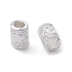 Alloy Spacer Beads, Long-Lasting Plated, Textured Column Shape, Silver, 5.5x4mm, Hole: 2.5mm