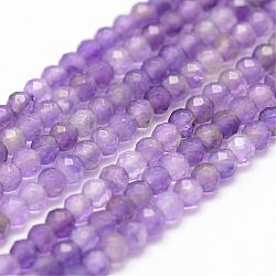 Chapelets de perles en améthyste naturelle, facette, ronde, 3mm, Trou: 0.5~0.6mm, Environ 127~135 pcs/chapelet, 15.3~15.7 pouce (39~40 cm)