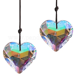 Décorations pendentif coeur en verre à facettes, attrape-soleil suspendus, Pour la maison, décor intérieur de voiture, clair ab, 45mm