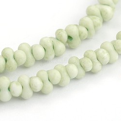 Frosted Bone Glass Bead Strands, Aquamarine, 4x2mm, Hole: 1mm; about 260pcs/strand, 16.53~16.92 inch(42~43cm)
