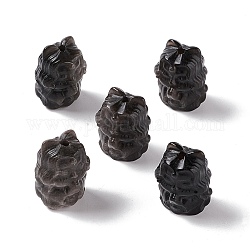 Perles d'obsidienne en argent naturel, fox, 18~18.5x14x13mm, Trou: 2mm