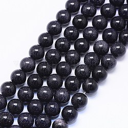 Synthetic Blue Goldstone Beads Strands, Round, 10mm, Hole: 1mm, about 38pcs/strand, 15.55 inch