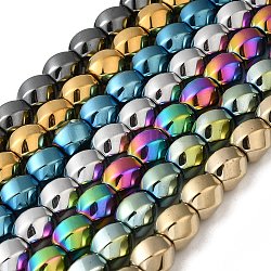 Electroplated Non-Magnetic Synthetic Hematite Beads Strands, Twist Oval, Mixed Color, 12~12.5x11.5~12mm, Hole: 1mm, about 33pcs/strand, 16.14''(41cm)