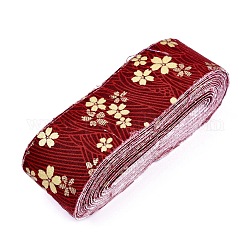 Японское кимоно с цветочной хлопковой лентой, одинарная печать, для бант для волос своими руками, головной убор, отделка ручной работы, темно-красный, 1-1/2 дюйм (40 мм), о 10yards / рулон (9.14 м / рулон)