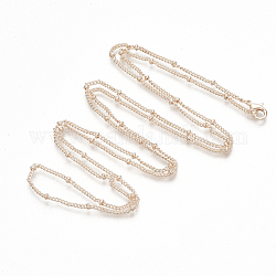 Fabrication de collier de chaîne gourmette en fer recouvert de laiton, avec des perles et des pinces de homard, or rose, 32 pouce (81.5 cm)