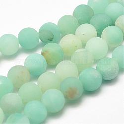 Chapelets de perles en amazonite naturel, ronde, mat, 10mm, Trou: 1mm, Environ 38 pcs/chapelet, 15.7 pouce (40 cm)