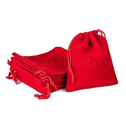 Bolsas de terciopelo rectángulo, bolsas de regalo, rojo, 12x10 cm