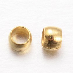 Rondelle bronce engarzado cuentas, dorado, 2x1mm, agujero: 1 mm, aproximamente 10000 unidades / 100 g