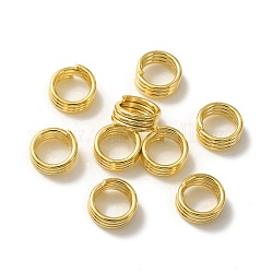 Anelli spezzati in ottone, piombo & cadimo libero, anelli di salto a triplo anello, vero placcato oro 24k, 21 gauge, 6x3mm, diametro interno: 4.5mm