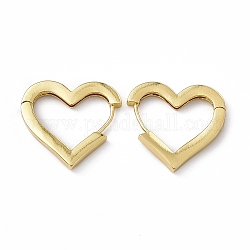 Pendientes de aro de corazón de latón chapado en rack para mujer, real 18k chapado en oro, 26x26x3mm, pin: 0.8 mm