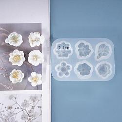 Moules en silicone de fleurs de bricolage, pour la fabrication de bijoux en résine uv & résine époxy, blanc, 80x55x10mm