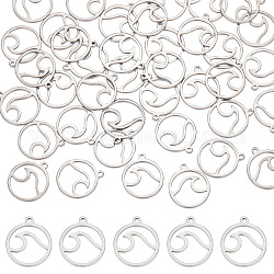 Unicraftale 40pcs 304 Edelstahlanhänger, Ring mit Löffeldrift, Edelstahl Farbe, 16x14x1.5 mm, Bohrung: 1 mm