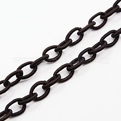 Handmade Nylon Cable Chains Loop, Oval, Black, 8~9x11~13x2mm, about 85cm/strand, 33.5inch
