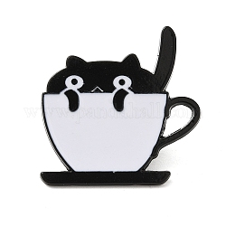 Булавки с жидкой кошачьей эмалью, Значок из черного сплава для рюкзака для одежды, чашка, 29x28.5x1.3 мм