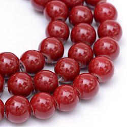 Painted Glass Bead Strands, Baking Paint, Round, FireBrick, 4mm, Hole: 1.1~1.3mm, about 200pcs/strand, 31.4 inch