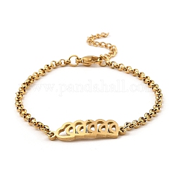 201 braccialetto a maglie in acciaio inossidabile da donna, oro, cuore, 7-3/8 pollice (18.6 cm)