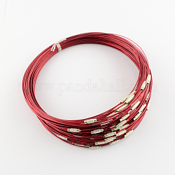 Création de bijoux de fil de collier en acier inoxydable, avec du laiton fermoir à vis, rouge, 17.5 poucex1mm, diamètre: 14.5cm