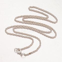Making collana di ferro, catena corda, con lega chiusura aragosta, colore argento placcato, 24.8 pollice