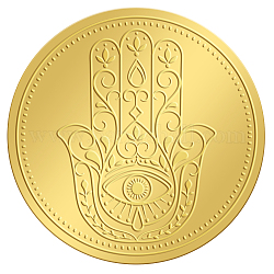Selbstklebende Aufkleber mit Goldfolienprägung, Medaillendekoration Aufkleber, Hamsa handmuster, 5x5 cm