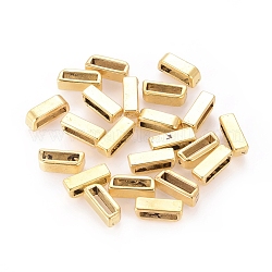 Tibetan Style Slide Charms, Rectangle, Cadmium Free & Nickel Free & Lead Free, Antique Golden, 13.5x5x5mm, Hole: 2.5x10mm