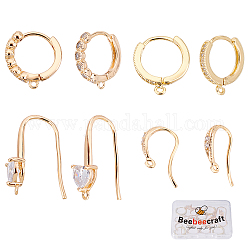 Beebeecraft 16Pcs 4 Style 18K Real Gold Plated Earrings Hooks and Hoop Earring Findings with Loop for Women Girl Jewelry Making DIY Crafts