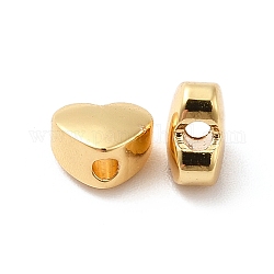 Rack Plating Brass Beads, Long-Lasting Plated, Heart, Golden, 5x6x3.5mm, Hole: 1.5mm
