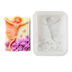 Stampi in silicone per sapone rettangolo, per la produzione di sapone fai da te, modello di angelo, colore casuale, 74x94x33mm, prodotto finito: 57x81x23mm
